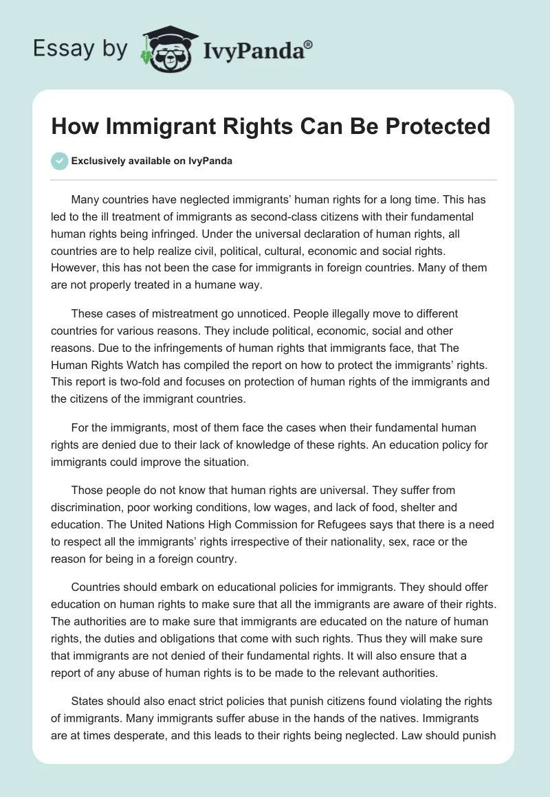 How Immigrant Rights Can Be Protected. Page 1