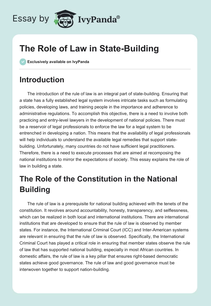 The Role of Law in State-Building. Page 1