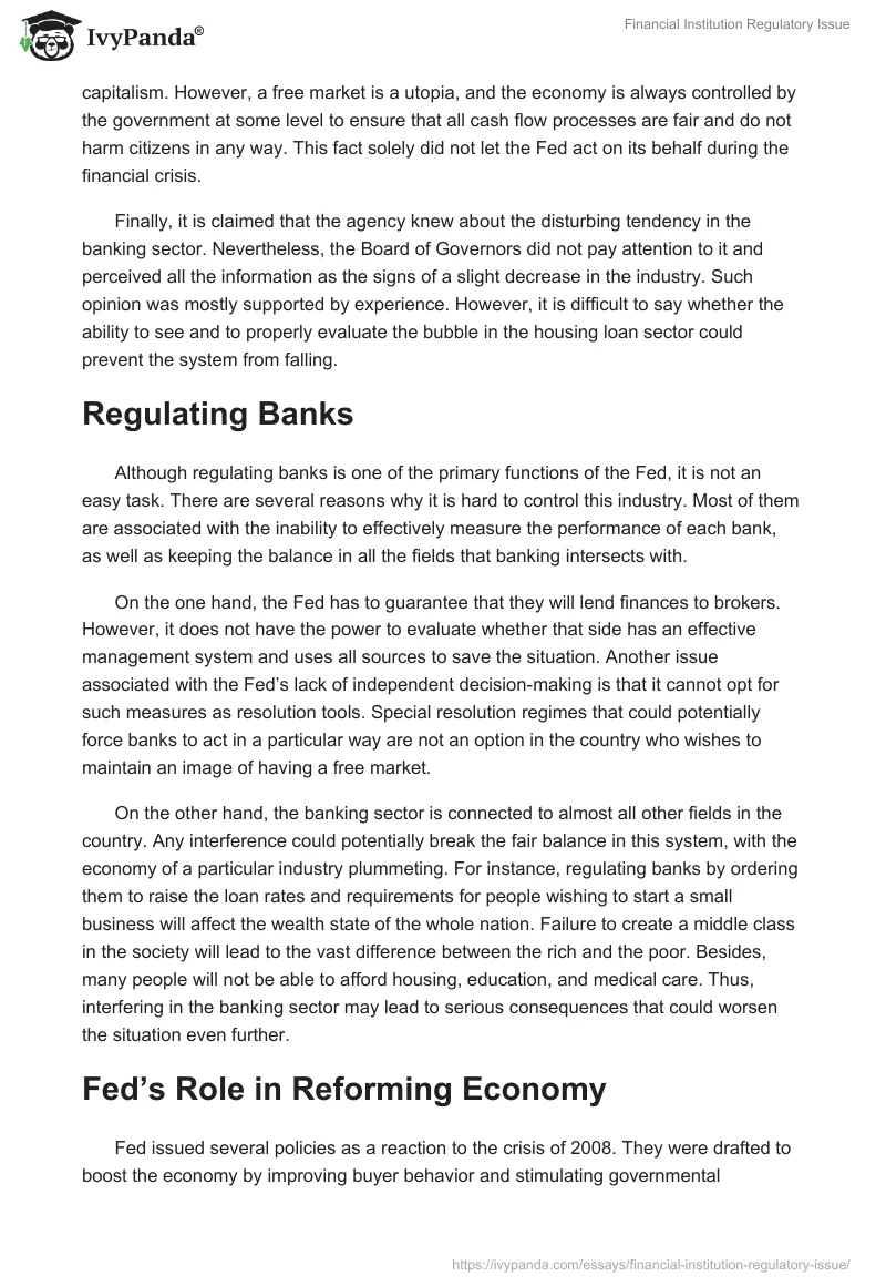 Financial Institution Regulatory Issue. Page 2