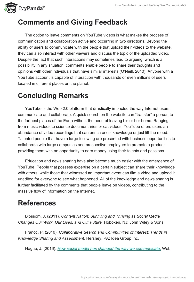 How YouTube Changed the Way We Communicate?. Page 4