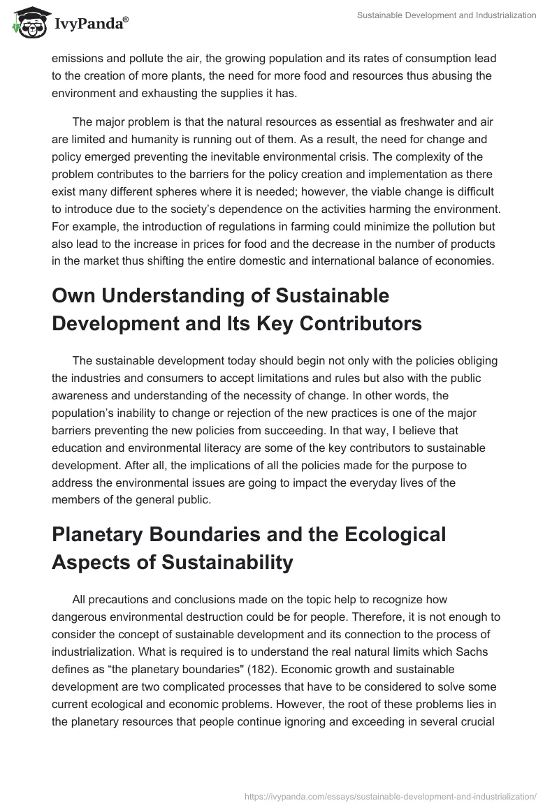 Sustainable Development and Industrialization. Page 5