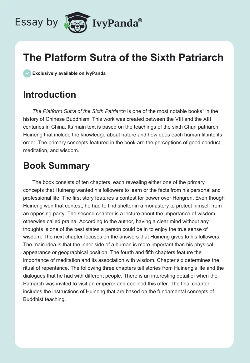 The Platform Sutra of the Sixth Patriarch. Page 1