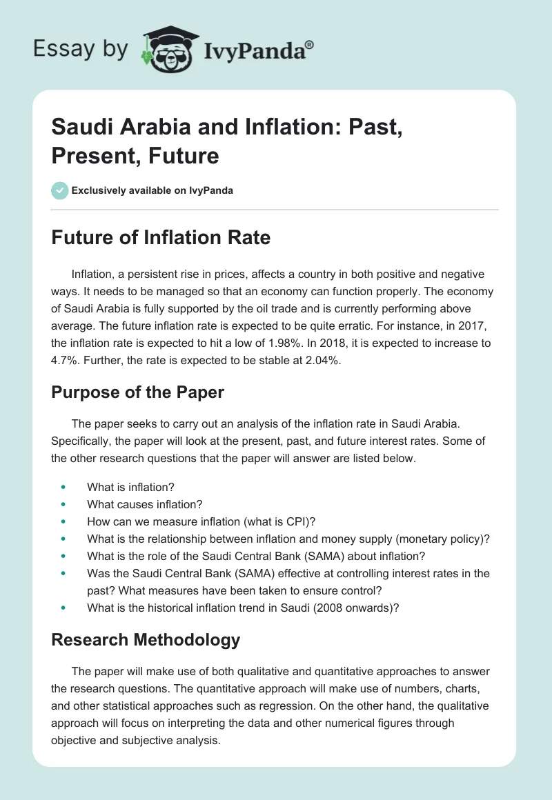 Saudi Arabia and Inflation: Past, Present, Future. Page 1