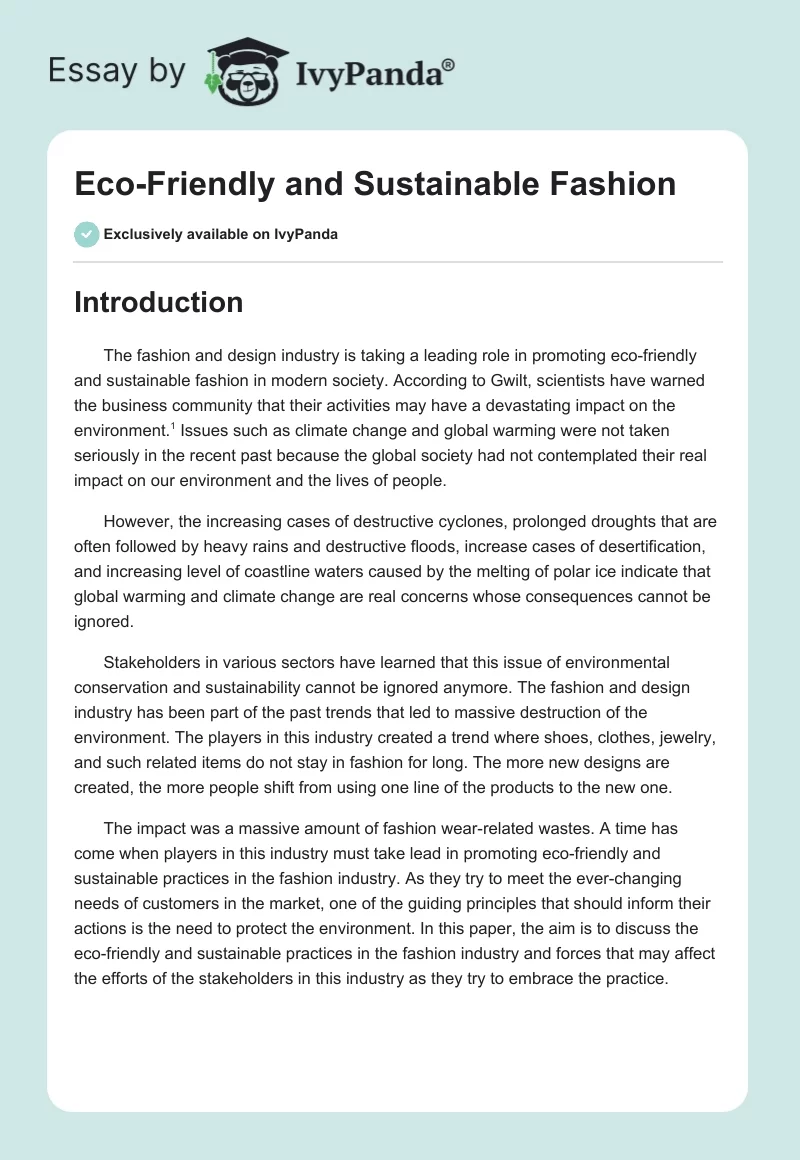 Eco-Friendly and Sustainable Fashion. Page 1
