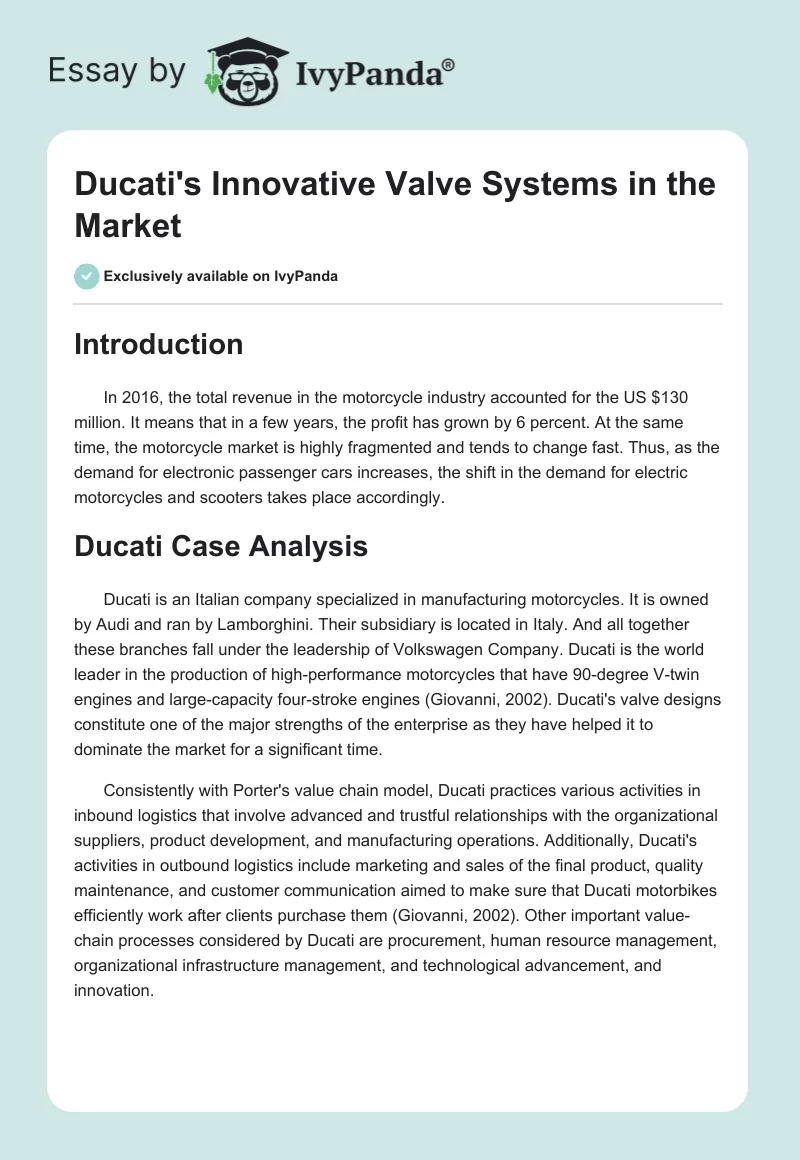 Ducati's Innovative Valve Systems in the Market. Page 1