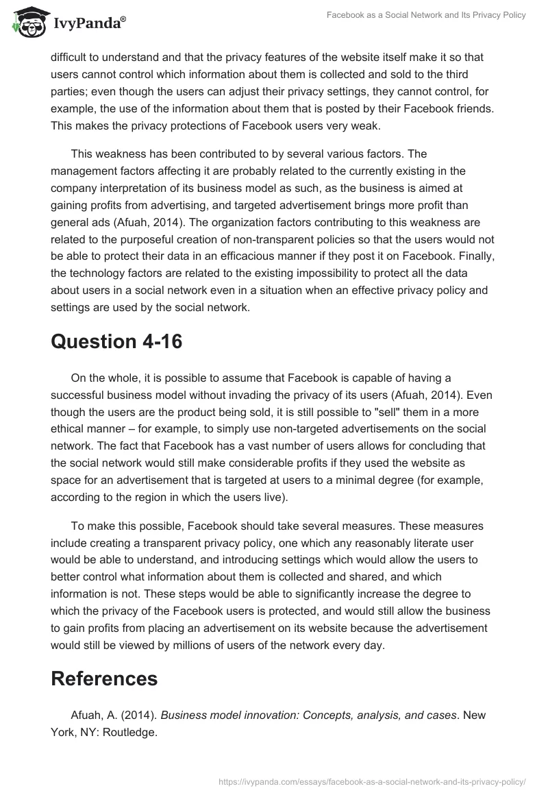 Facebook as a Social Network and Its Privacy Policy. Page 3