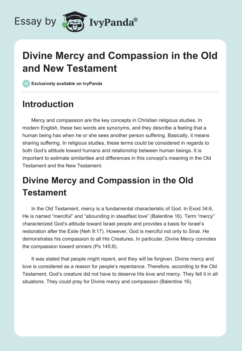 Divine Mercy and Compassion in the Old and New Testament. Page 1