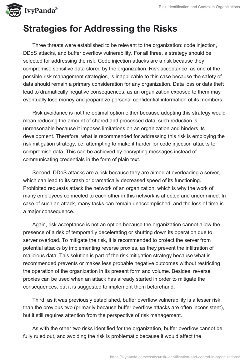 Risk Identification and Control in Organizations. Page 2