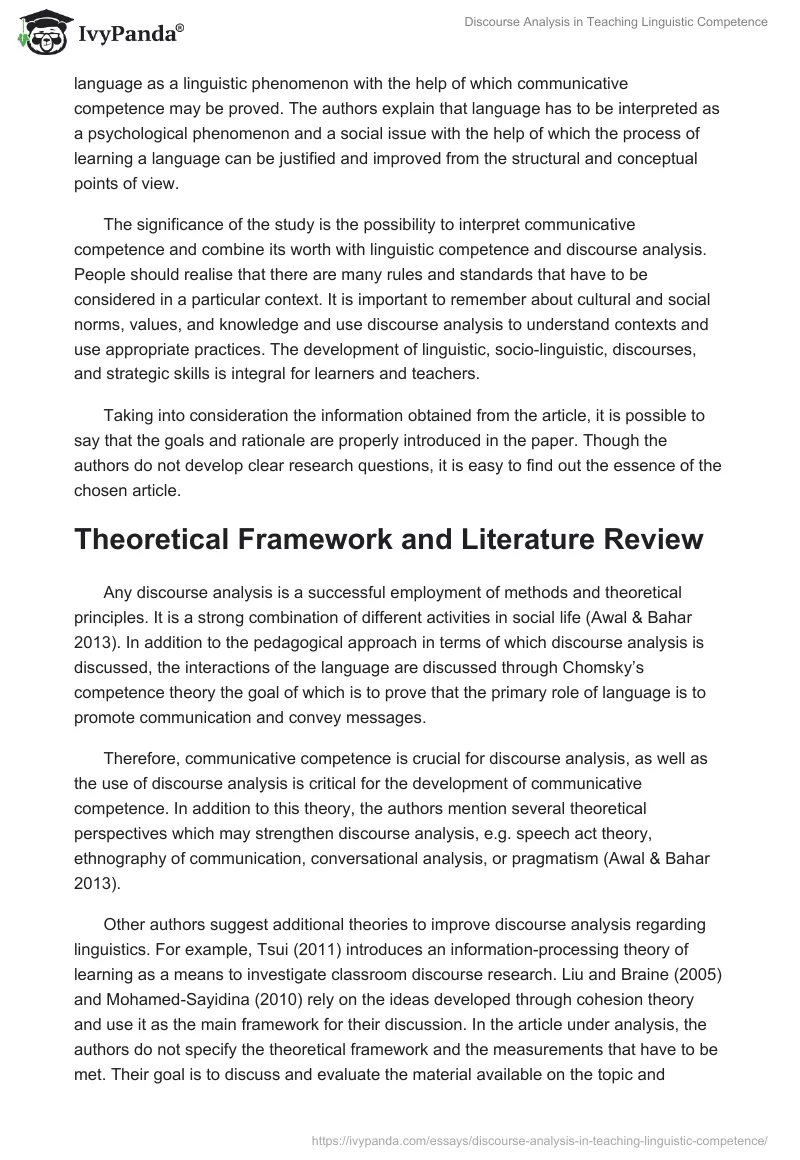 Discourse Analysis in Teaching Linguistic Competence. Page 2