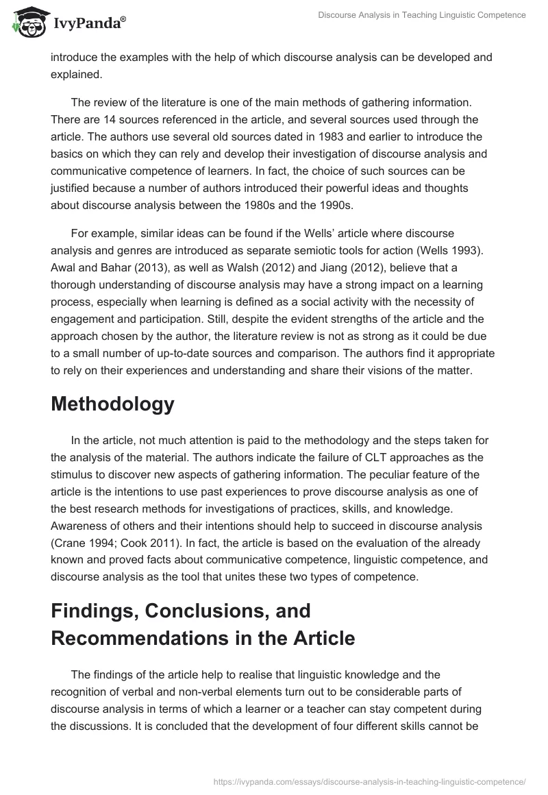 Discourse Analysis in Teaching Linguistic Competence. Page 3