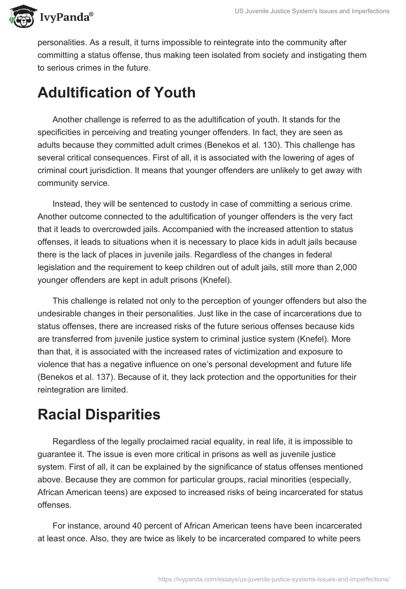 US Juvenile Justice System's Issues and Imperfections. Page 2
