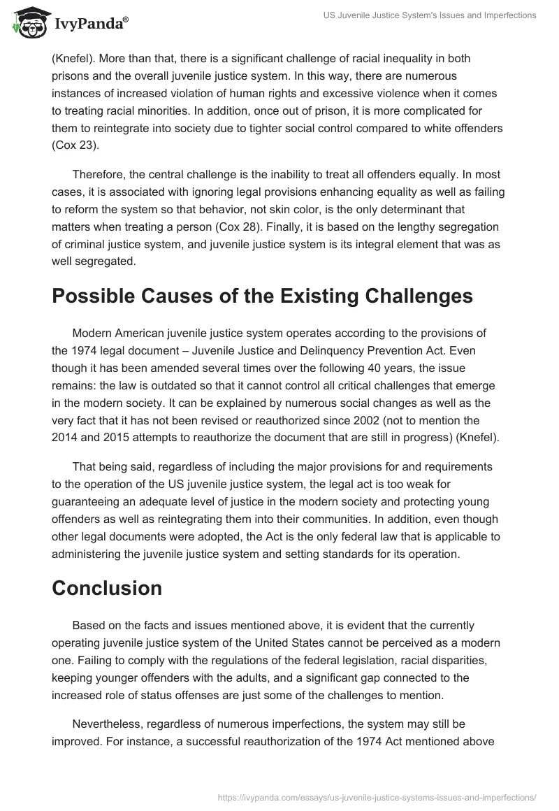 US Juvenile Justice System's Issues and Imperfections. Page 3