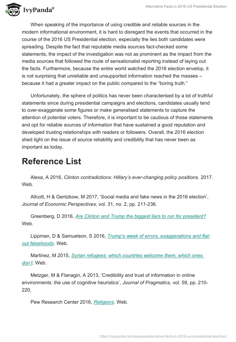 Alternative Facts in 2016 US Presidential Election. Page 4
