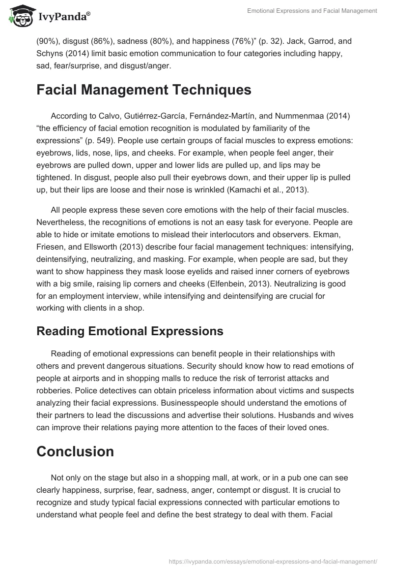 Emotional Expressions and Facial Management. Page 2