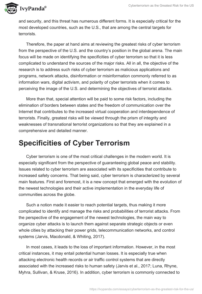 Cyberterrorism as the Greatest Risk for the US. Page 2