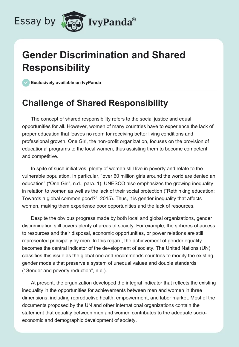 Gender Discrimination and Shared Responsibility. Page 1