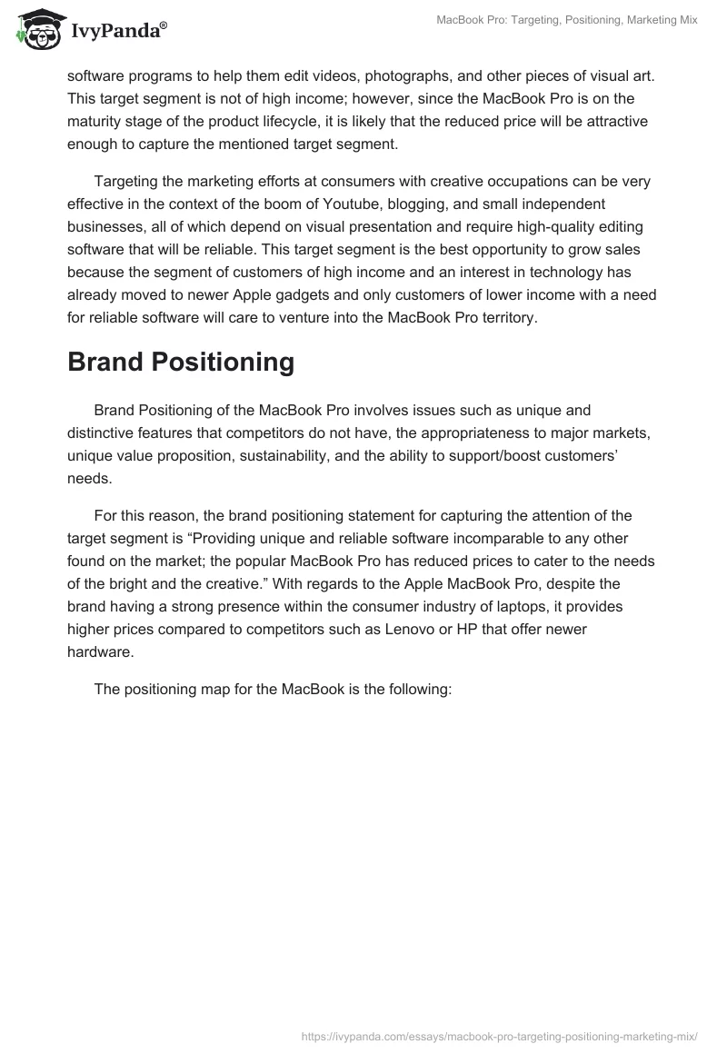 MacBook Pro: Targeting, Positioning, Marketing Mix. Page 2