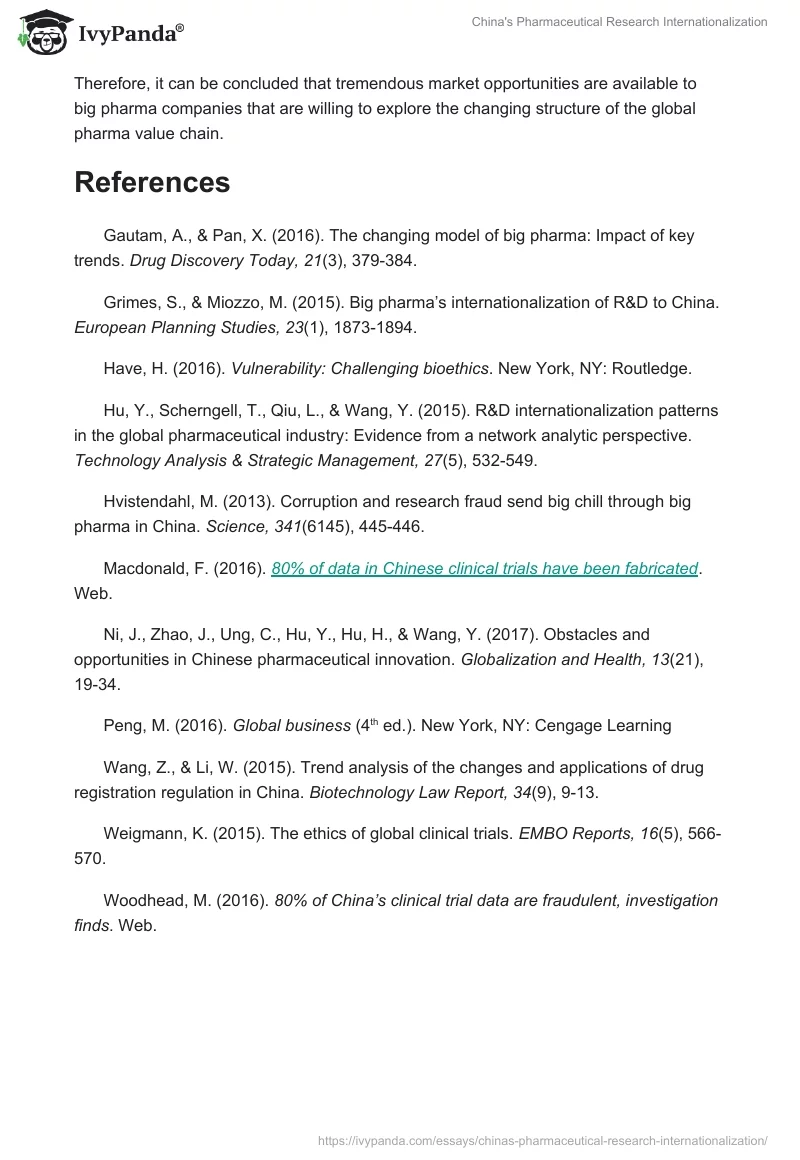 China's Pharmaceutical Research Internationalization. Page 4