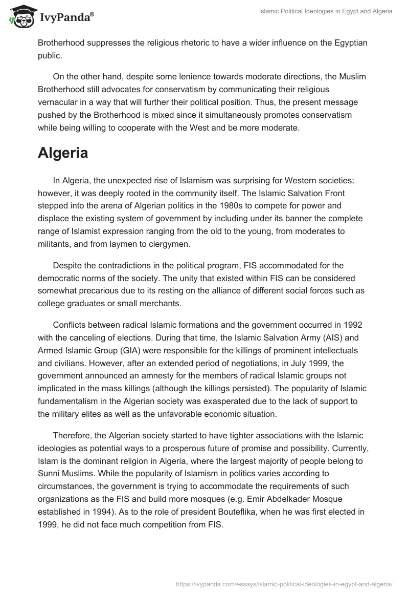 Islamic Political Ideologies in Egypt and Algeria. Page 2
