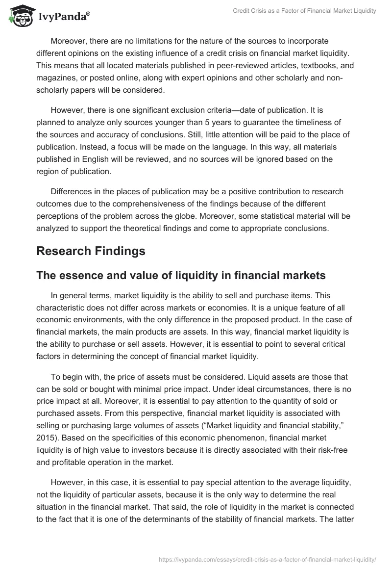 Credit Crisis as a Factor of Financial Market Liquidity. Page 3