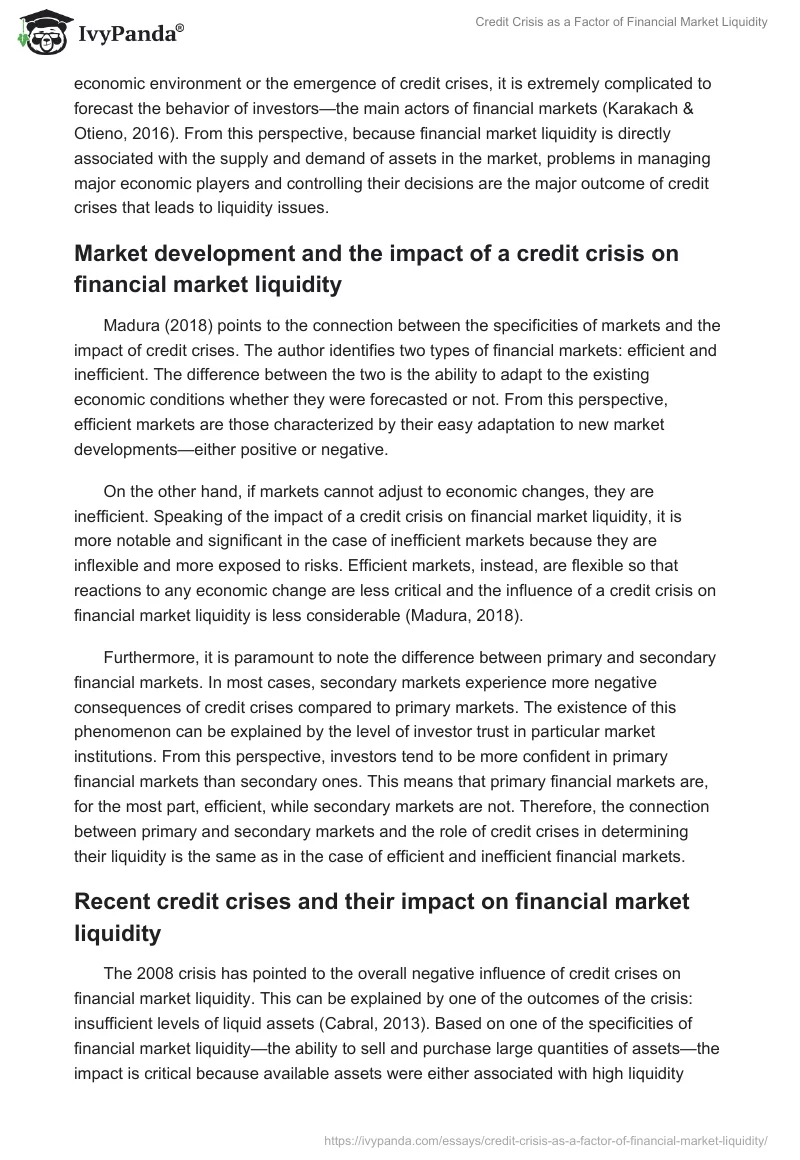 Credit Crisis as a Factor of Financial Market Liquidity. Page 5