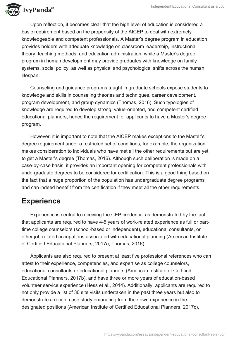 Independent Educational Consultant as a Job. Page 2