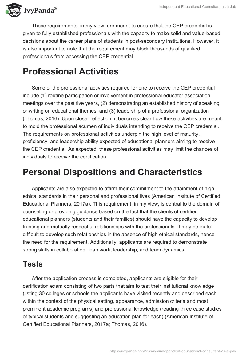 Independent Educational Consultant as a Job. Page 3