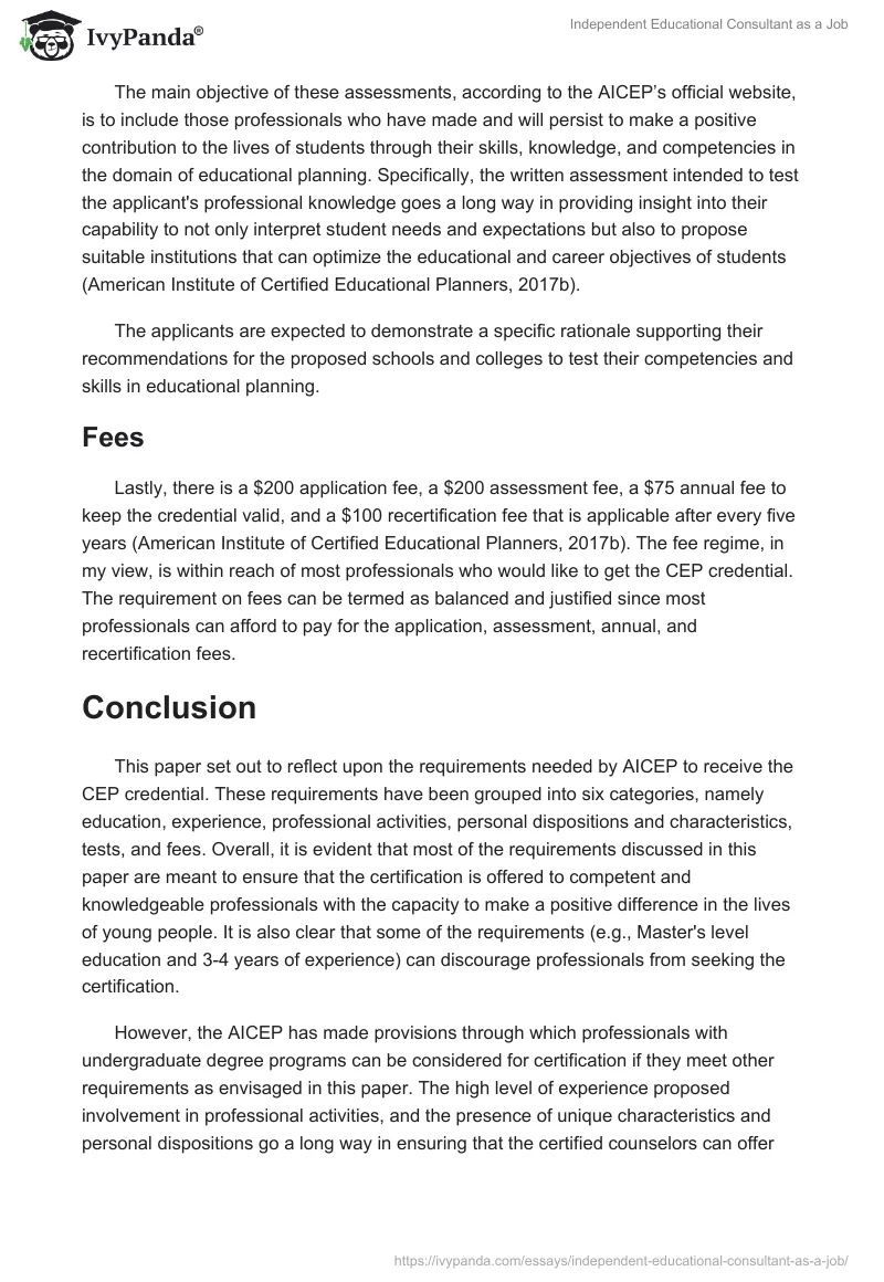 Independent Educational Consultant as a Job. Page 4