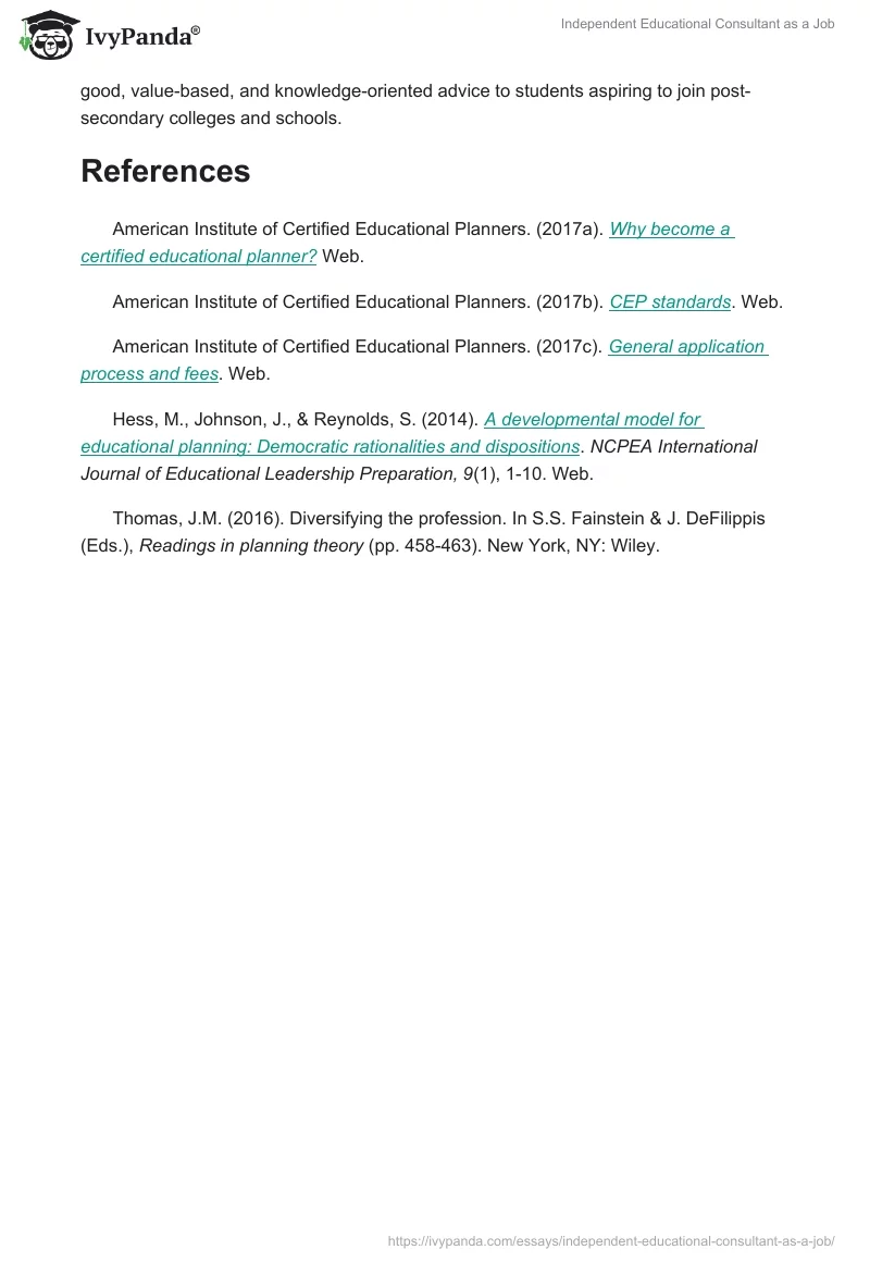 Independent Educational Consultant as a Job. Page 5