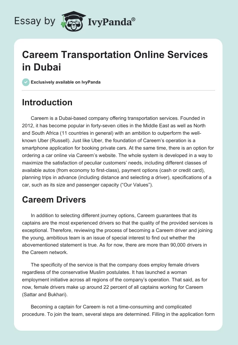 Careem Transportation Online Services in Dubai. Page 1