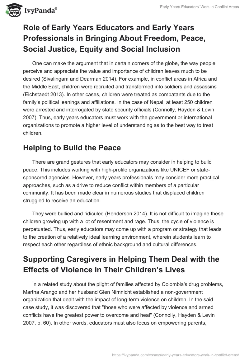 Early Years Educators' Work in Conflict Areas. Page 3