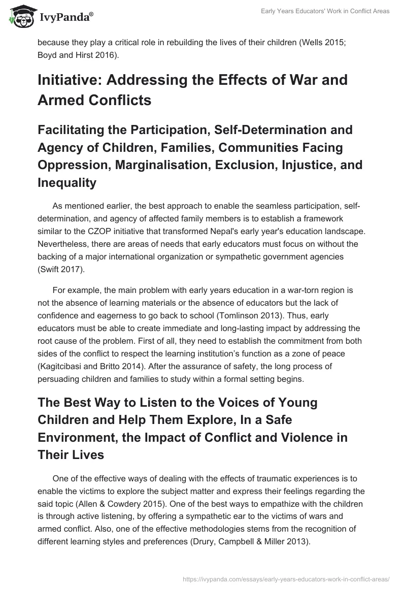 Early Years Educators' Work in Conflict Areas. Page 4