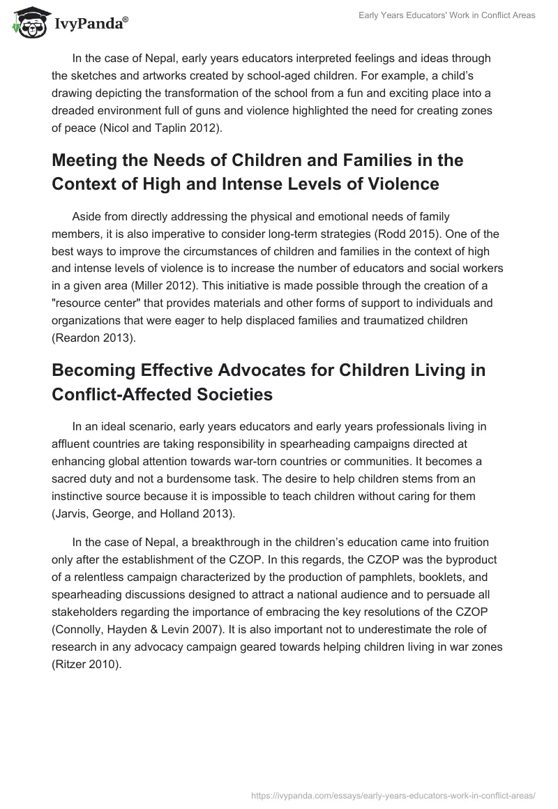 Early Years Educators' Work in Conflict Areas. Page 5