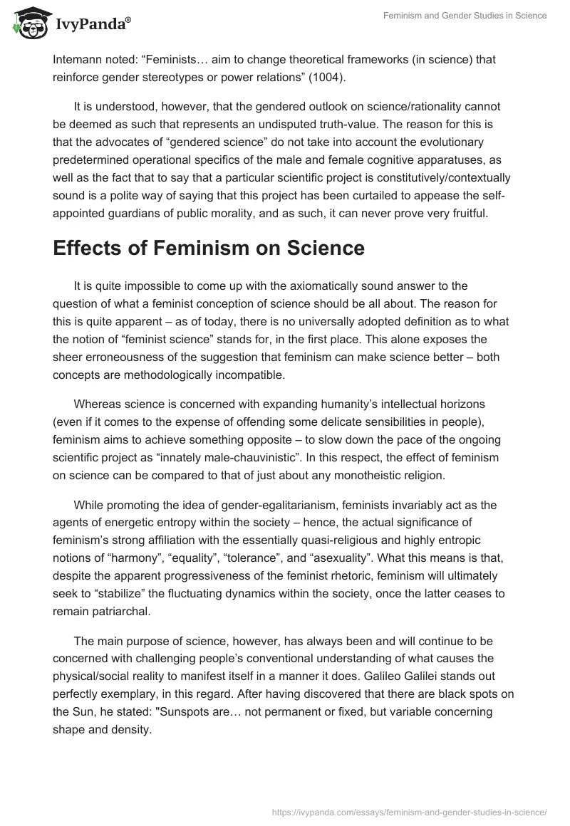 Feminism and Gender Studies in Science. Page 2
