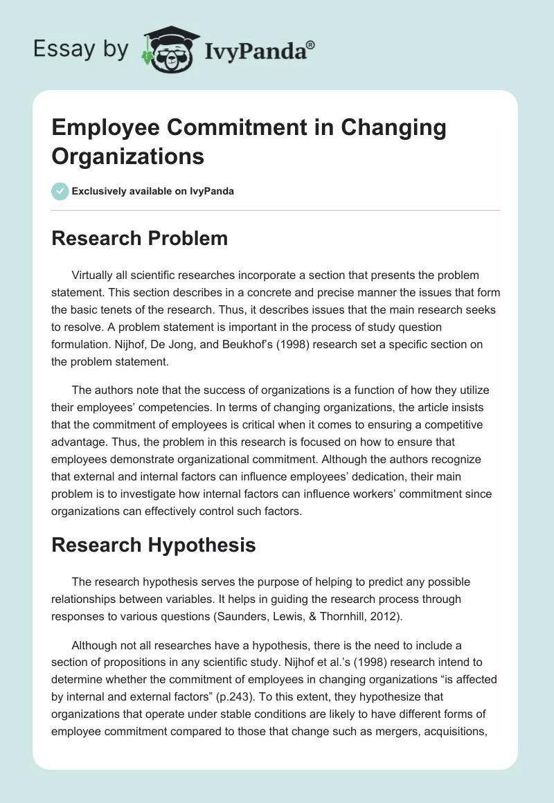 Employee Commitment in Changing Organizations. Page 1