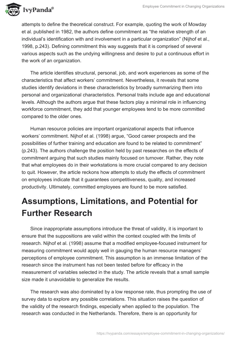 Employee Commitment in Changing Organizations. Page 3
