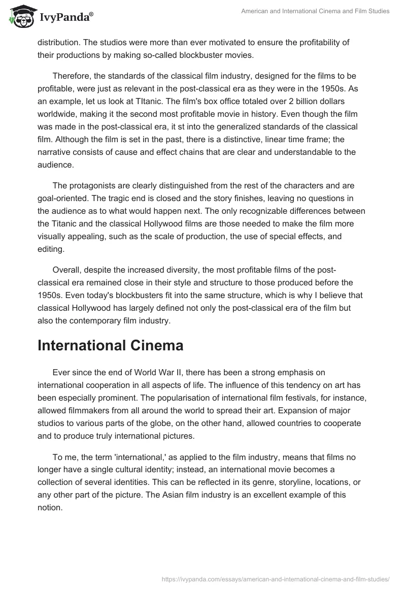 American and International Cinema and Film Studies. Page 2