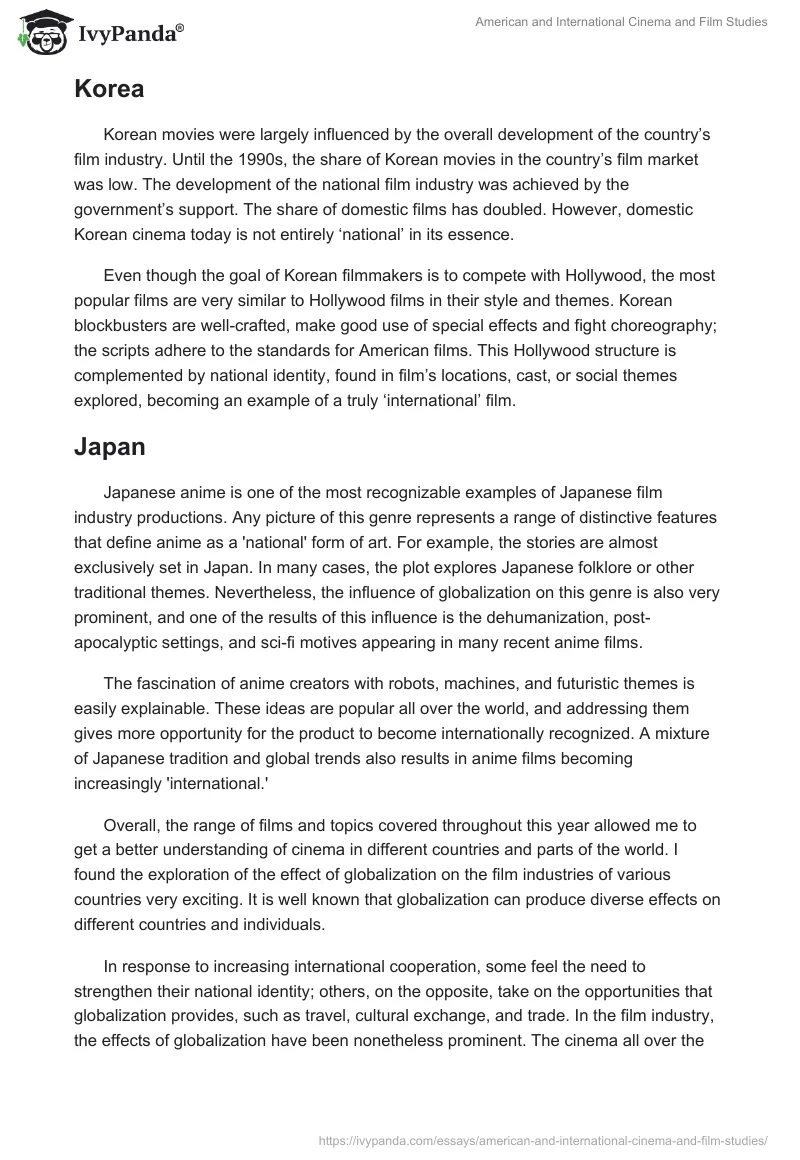 American and International Cinema and Film Studies. Page 3