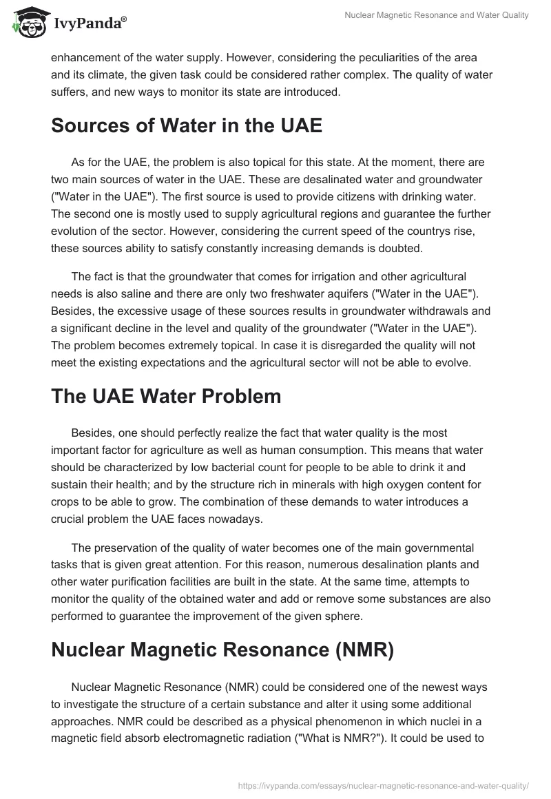 Nuclear Magnetic Resonance and Water Quality. Page 2