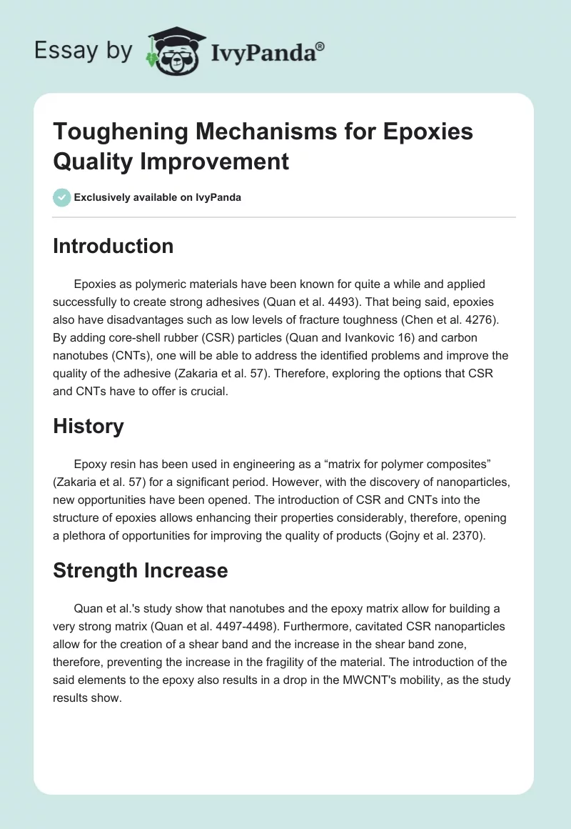 Toughening Mechanisms for Epoxies Quality Improvement. Page 1