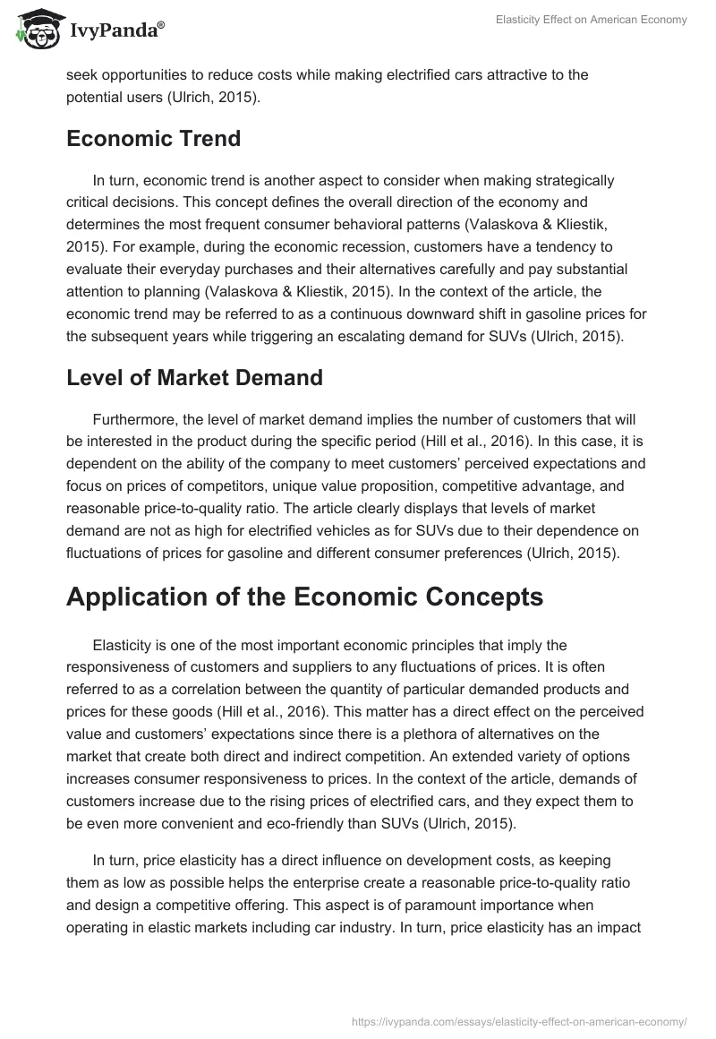 Elasticity Effect on American Economy. Page 2