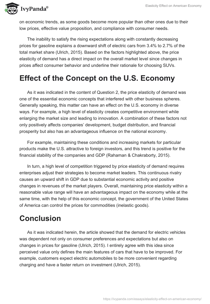 Elasticity Effect on American Economy. Page 3