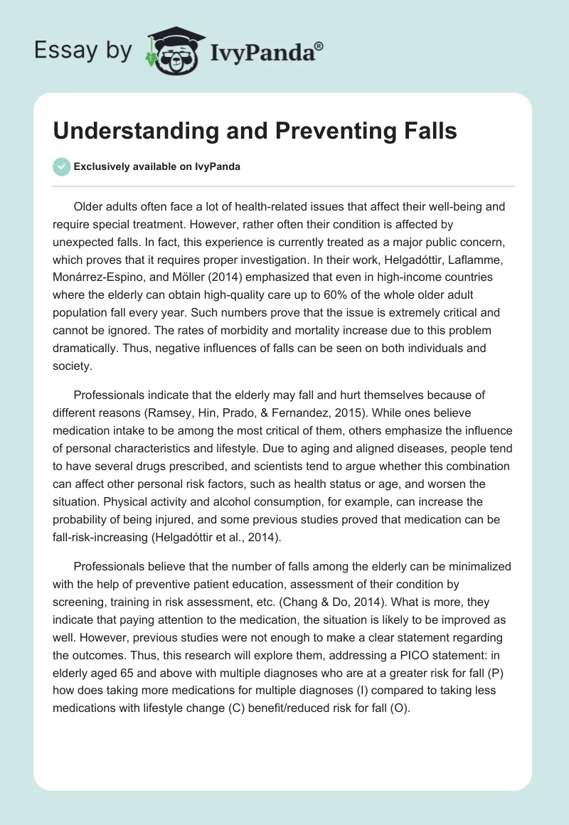 Understanding and Preventing Falls. Page 1