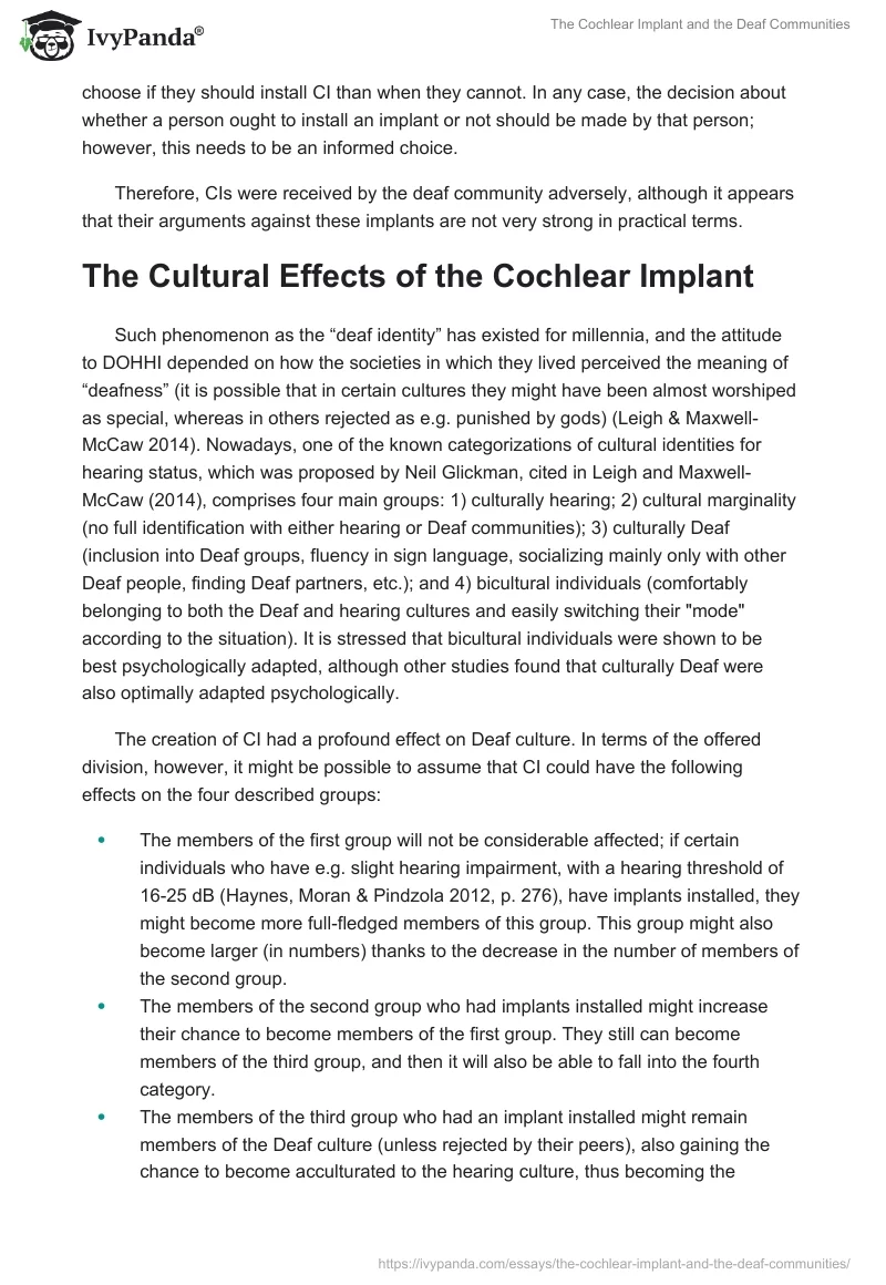 The Cochlear Implant and the Deaf Communities. Page 3