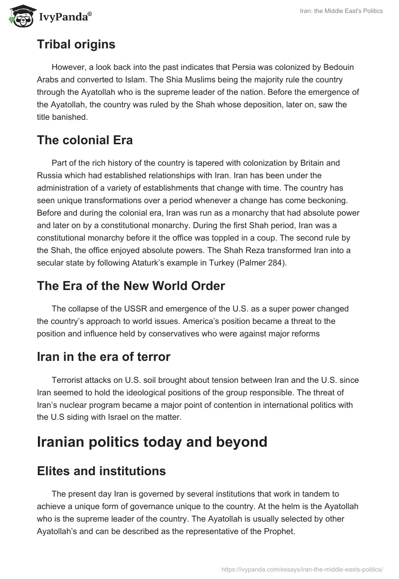 Iran: the Middle East's Politics. Page 2