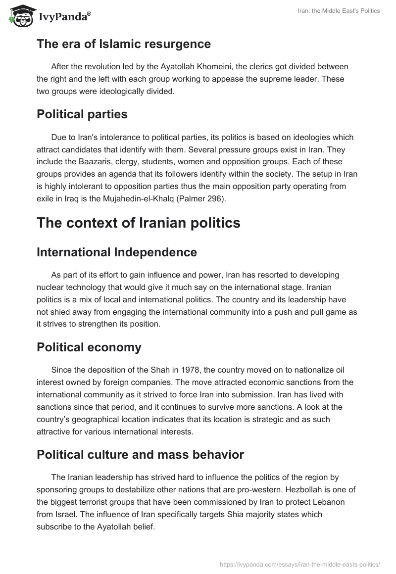 Iran: the Middle East's Politics. Page 5