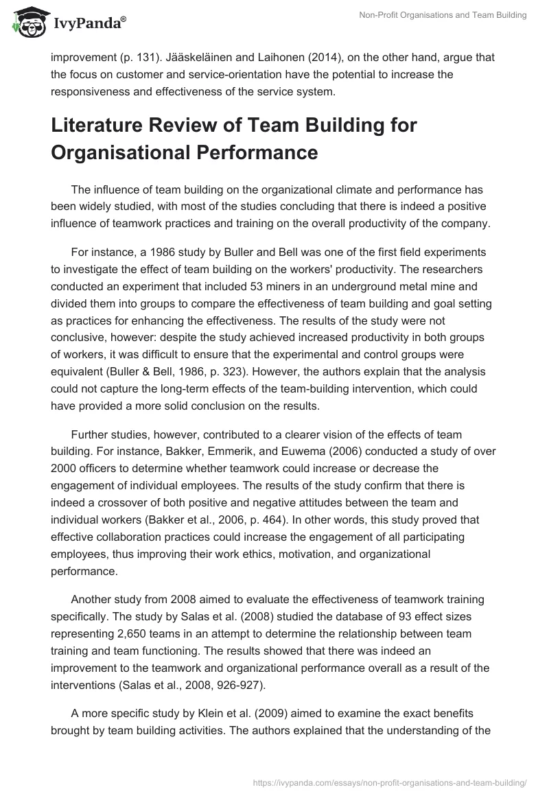 Non-Profit Organisations and Team Building. Page 3