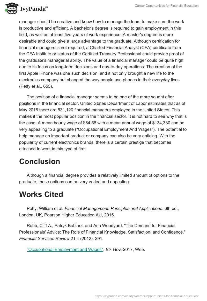 Career Opportunities for Financial Education. Page 2