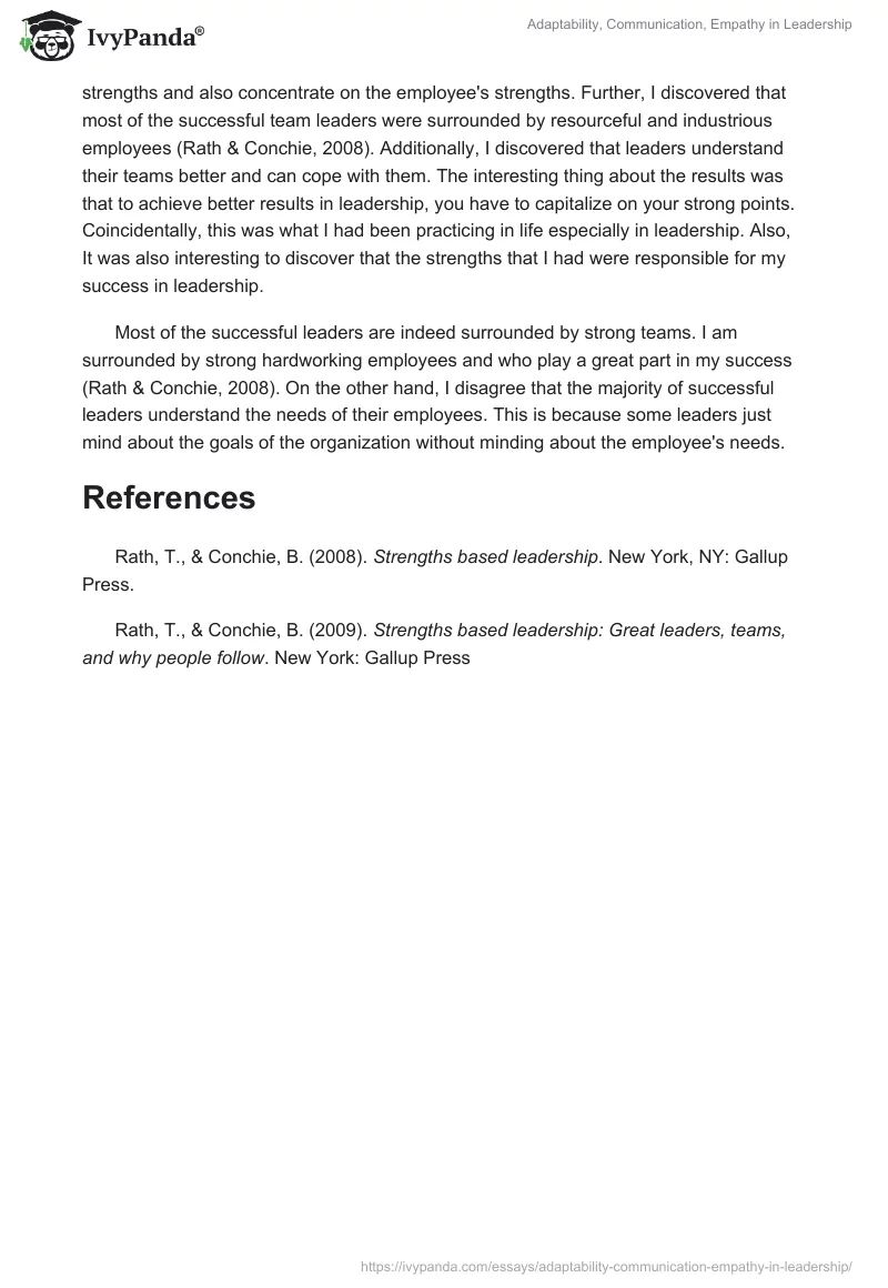 Adaptability, Communication, Empathy in Leadership. Page 2