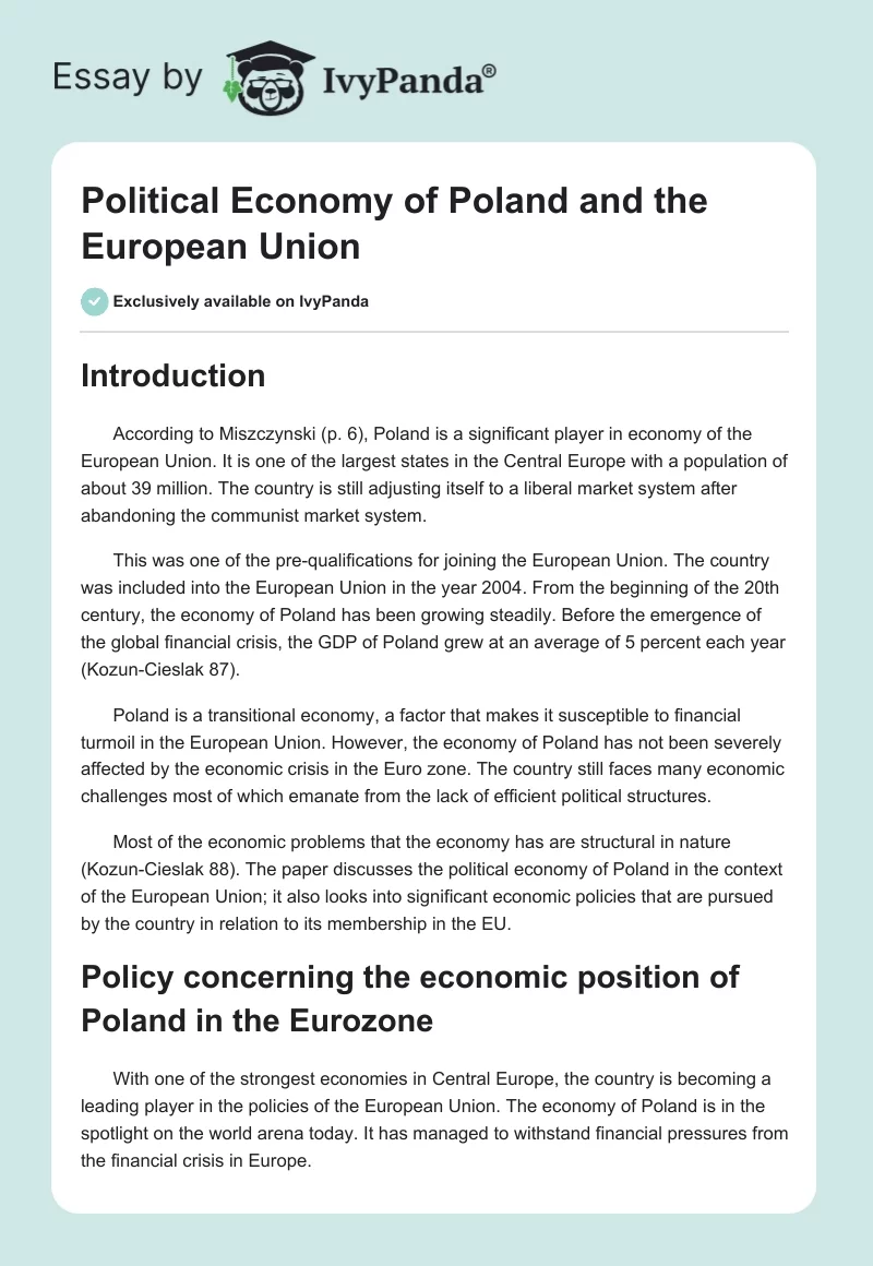 Political Economy of Poland and the European Union. Page 1